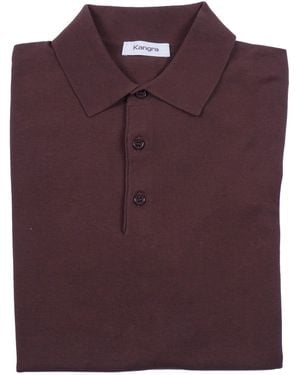 Kangra Cashmere Fully-Fashioned Plain-Knit Polo Shirt Cotton - Purple