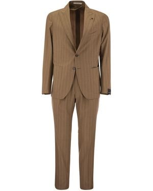 Tagliatore Pinstripe Suit In Wol En Zijde - Naturel