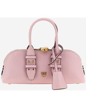 Pinko Escape Horizontal Leather Bowling Bag - Pink
