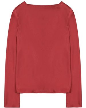 Alberta Ferretti Silk Blend Blouse Acetate Shirt - Red
