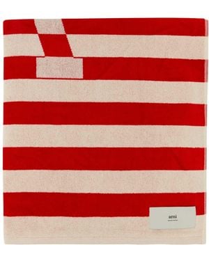 Ami Paris Printed Terry Fabric Beach Towel - Red