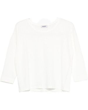 Base London Leinen-Pullover mit Rundhalsausschnitt - Weiß