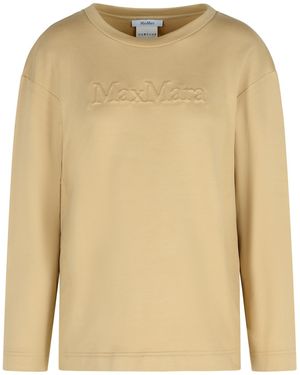 Max Mara 'berma' Sweatshirt In Zijde En Karamel Katoen - Naturel