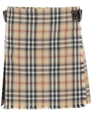 Burberry Miniskirt Kilt Wool Skirt - Black