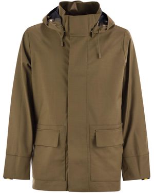 K-Way Erhal Tech Wool Blend Hooded Jacket - Green