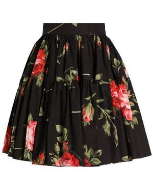 Dolce & Gabbana Cotton Skirt With Iconic Print - Black