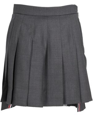 Thom Browne Thigh Length Dropped Back Pleated Skirt - Grey