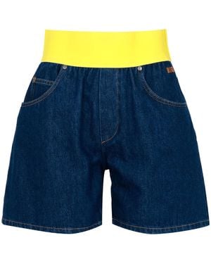 MSGM Shorts Denim+Neongelb - Blau