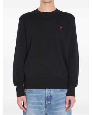 Ami Paris Merino Wool Knit Sweater - Schwarz