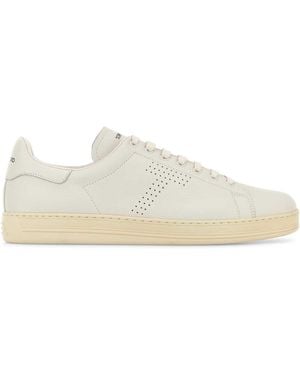 Tom Ford Chalk Leather Warwick Trainers - White
