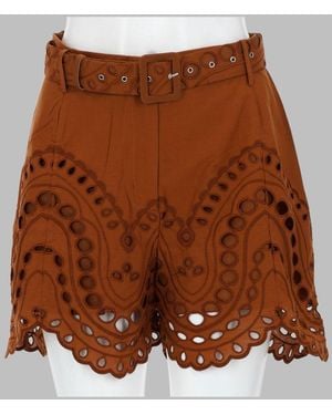 Charo Ruiz Dune High Waisted Scalloped Shorts - Brown