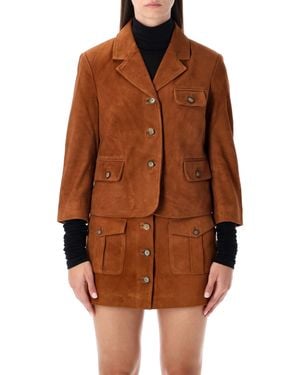THE GARMENT Suede Fitted Jacket - Brown