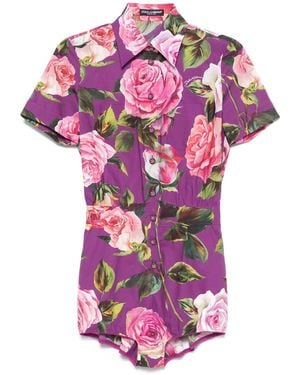 Dolce & Gabbana Floral Print Jumpsuit - Pink