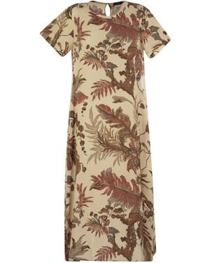 Weekend by Maxmara Revere Printed Silk T Shirt Dress - Metallic