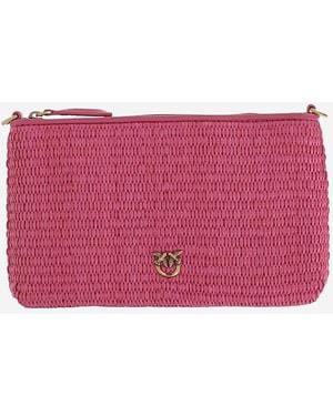 Pinko Flat Raffia Shoulder Bag - Purple