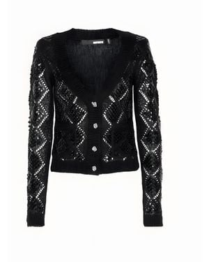 ROTATE BIRGER CHRISTENSEN Cardigan Traforato Con Paillettes - Black