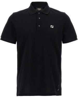 Fendi Ff Metallic Logo Polo -Hemd - Schwarz