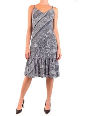 Michael Kors Floral Sleeveless Low-Cut V-Neck Dress - Blue