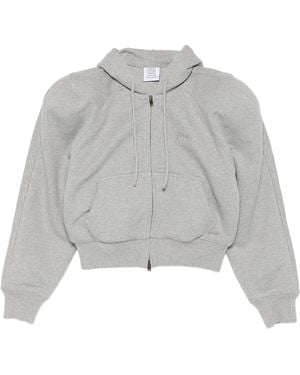 Vetements Round Shoulder Zip-Up Hoodie - Grey