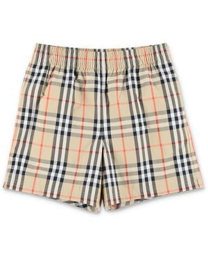 Burberry Signature Check Swim Shorts For Boys - White