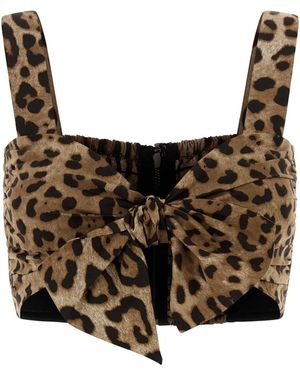 Dolce & Gabbana Printed Poplin Top - Brown