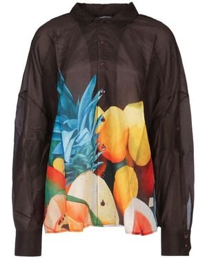 Donde Esteban Salpicon Long Sleeve Silk Shirt - Multicolour