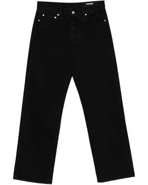 Jacquemus Straight-Leg Jeans With Embroidered Logo - Black