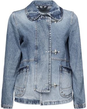 Fay Blaue Baumwolljacke mit Haken