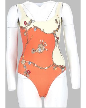Versace Designer-Style One-Piece Swimsuit With Signature Motif - White