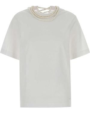 Carven Jt202-Top-Pearl Necklace T-Shirt - White
