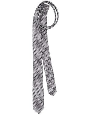 Prada Embroidered Checked Stie - White