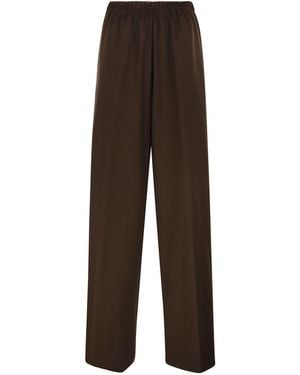 Fabiana Filippi Stretch-Wollhose mit weitem Bein und elastischem Bund - Braun