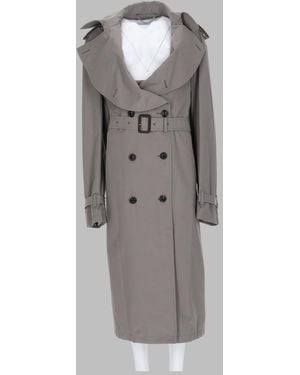 Maison Margiela Trench Coat Fold-Down Collar Cotton & Raincoats - Grey