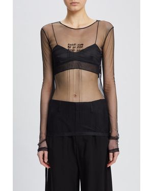 Ann Demeulemeester Fiene Slim Fit Long Sleeve T-Shirt With "Angel Divine" Embroidery - Black