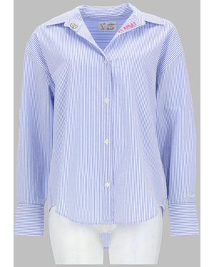MC2 Saint Barth Striped Embroidered Shirt - Blue
