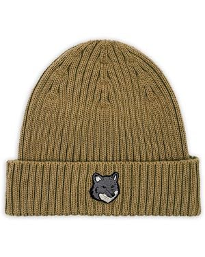 Maison Kitsuné Fox Head Large Beanie - Green