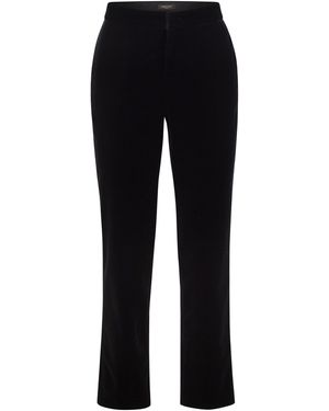 Fabiana Filippi Velvet-Textured Regular Fit Trousers With Side Pockets - Black