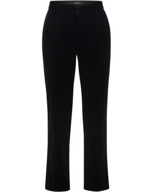 Fabiana Filippi Velvet-Textured Regular Fit Trousers With Side Pockets - Black