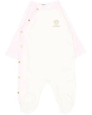 Versace Bodysuit With Feet Jersey Str. + Jersey Str. Barocco Kids + Ric. Medusa - White