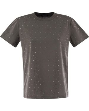 Fabiana Filippi Stud Embellished Crewneck T-Shirt - Gray