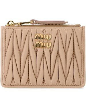 Miu Miu Nappa Leather Card Holder - Brown