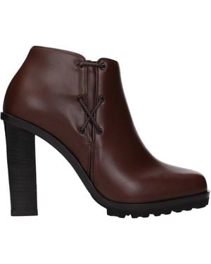 Max Mara Braidy Ankle Boots Leather/Walnut - Brown