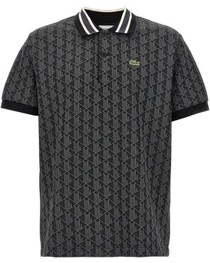 Lacoste Jacquard Monogramm Poloshirt - Schwarz