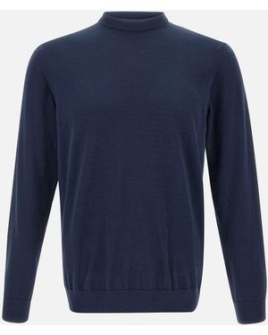 Eleventy Hoogste Blauwe Katoenen Trui Met Piping