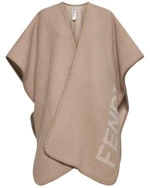 Fendi Wool et C simple Poncho - Neutre