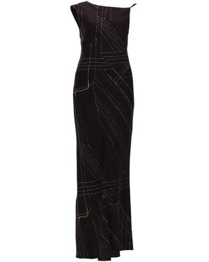Alysi Elegant Silk Mini Dress For - Black