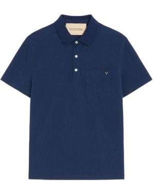 Valentino Vgold Cotton Polo Shirt - Blue