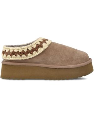 Mou Pantuflas de ante con zuecos y plataforma - Marrón