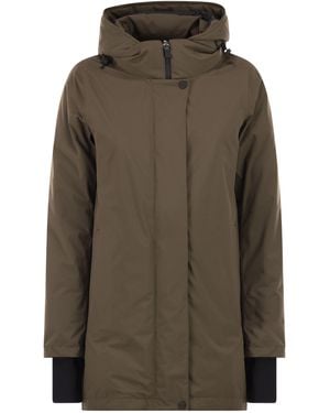 Herno A Shaped Down Jacket With Hood, 2 Layers - Green