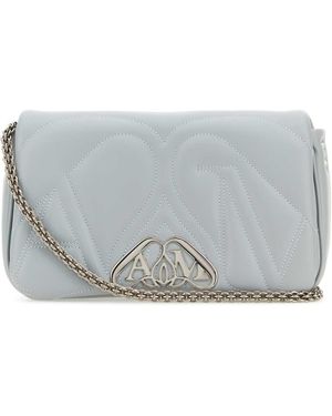 McQueen Powder Leather Small Seal Shoulder Bag - Grey